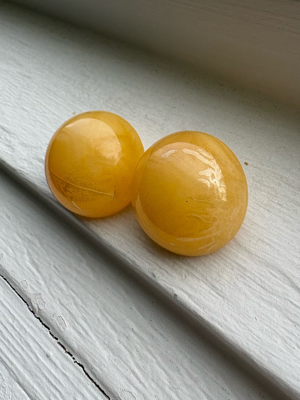 Yellow Round Resin Statement Earrings